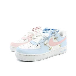 Nike Женские скейтбордные кроссовки Air Force 1 сине-розового цвета с низкой платформой, устойчивые к истиранию fv3654-111(team-蓝粉鸳鸯) | blue pink