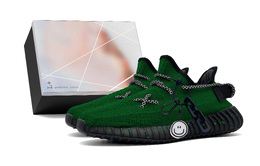 Низкие повседневные кроссовки Yeezy Boost 350 V2, унисекс, зеленые Adidas, Green hq4540(team1271-绿黑笑脸s-box） | green