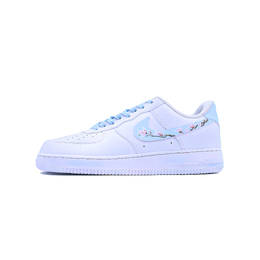 Nike Кроссовки для скейтбординга Air Force 1 Plum Blossom с противоскользящим покрытием, износостойкие, низкие, унисекс, синие, белые, розовые cw2288-111(team779-男女 梅花） | blue white pink