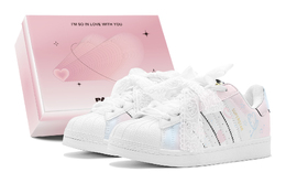 Adidas Низкие противоскользящие кроссовки для скейтбординга SUPERSTAR Sweetheart Bubbles, унисекс, сине-розовые eg4958(teams2-甜心泡泡s-box) | pink blue