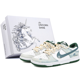 Nike Кроссовки для скейтбординга Dunk Mountain Green Mystic Realm с противоскользящим покрытием, износостойкие, унисекс, белые, зеленые dd1391-101（team342-山岚秘境s-box） | white green (unicorn gift box)