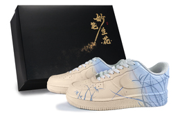 Nike Кроссовки Air Force 1 Wondrous Brush Blossoms, Misty Blue Veil Low Top для скейтбординга, унисекс, оранжево-синие cw2288-111(team171-兰霭雾覆橘蓝box) | orange blue