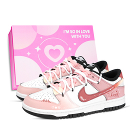 Nike Кроссовки для скейтбординга Dunk Low Top унисекс розовые белые dd1391-100（team-883爱意泛滥鞋盒） | pink white box