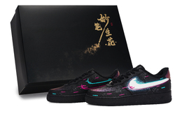Nike Кроссовки Air Force 1 Wondrous Brushstrokes Bloom, Neon Malfunction Low Top для скейтбординга унисекс, черные, розовые, синие cw2288-001(team171-霓虹故障s-box) | black pink blue