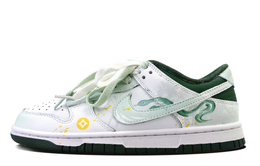 Nike Кроссовки для скейтбординга Dunk с противоскользящим износостойким верхом, унисекс, белые, зеленые dd1391-101(team901-男女款灵蛇纳财) | white green