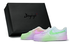 Nike Кроссовки для скейтбординга Air Force 1 унисекс, низкие, синие/зеленые/фиолетовые/оранжевые cw2288-111(team80-彩色春晖粉绿sbox) | blue green purple orange