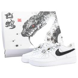 Nike Кроссовки Air Force 1 с антискользящим покрытием, износостойкие, низкие, для скейтбординга, унисекс, черные, белые cw2288-111（team335-金鳞铁扣蛇韵礼盒) | black white