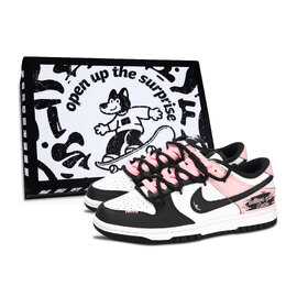 Nike Кроссовки для скейтбординга Dunk Low Top унисекс черные белые розовые dd1391-100（team883-粉黛黑耀男鞋盒） | black white pink