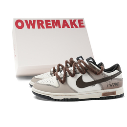 Nike Кроссовки для скейтбординга Dunk Anti Slip, износостойкие, низкие, унисекс, коричневые, белые dd1391-100(team拾柒-男女款早枫夜板鞋) | brown white