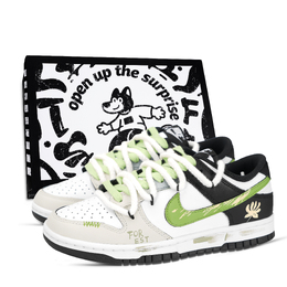 Nike Кроссовки для скейтбординга Dunk Low Top унисекс черные белые зеленые dd1391-100（team-883森林奇遇鞋盒） | black white green