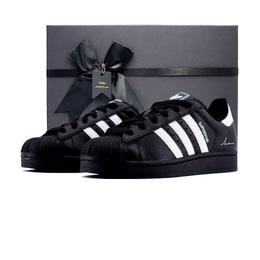 Adidas SUPERSTAR Нескользящие износостойкие низкие кроссовки для скейтбординга унисекс черно-белые ji0079（team448-lovebox） | black white