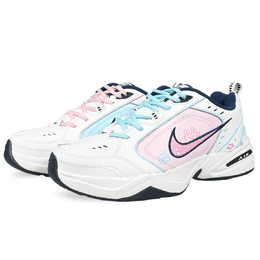 Nike Низкие массивные кроссовки Air Monarch 4 с противоскользящей подошвой, унисекс, сине-розовые 415445-102(team667-比耶小兔) | blue pink