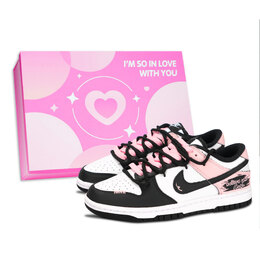 Nike Кроссовки для скейтбординга Dunk Low Top унисекс, черные, розовые dd1391-100（team883-粉黛黑耀女鞋盒） | black pink