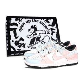 Nike Кроссовки для скейтбординга Dunk Black White, сверкающие, летние, нескользящие, износостойкие, унисекс, розовые dd1391-100（team883-闪耀夏日男鞋盒） | pink