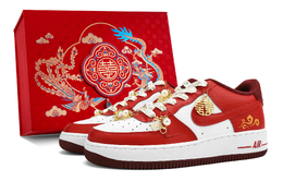 Nike Кроссовки для скейтбординга Air Force 1 с противоскользящим покрытием, низкие, унисекс, красные hm9483-100(team943-云锦龍凤sbox） | red