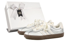 Adidas Кроссовки для скейтбординга VL COURT 3.0 RISK Silver Frost Pearl с антискользящим покрытием, износостойкие, серебристые jq7315(team27-女款银霜珍珠) | silver