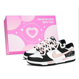 Nike Кроссовки для скейтбординга Dunk Black White, Pink Ink Butterfly, устойчивые к скольжению, низкие, унисекс, розовые dd1391-100（team883-粉墨蝴蝶女鞋盒） | pink