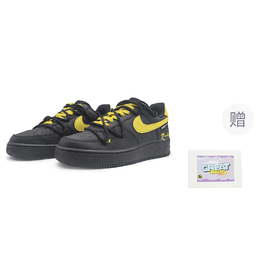 Nike Кроссовки для скейтбординга Air Force 1, износостойкие, женские, черно-желтые dd8959-001(team322-女款柠檬气泡) | black yellow with free print