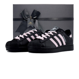 Adidas Кроссовки для скейтбординга Superstar 2 Cocoa Love с антискользящим покрытием, износостойкие, унисекс, черные, розовые ji0079（team1253-粉鞋带box) | black pink
