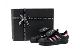 Adidas Низкие противоскользящие кроссовки для скейтбординга SUPERSTAR унисекс, цвет черный, розовый eg4959（team719-涂鸦黑粉sbox） | black pink (box included)