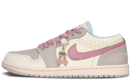 Jordan Баскетбольные кроссовки Air 1 YDCC Peach Blossom, износостойкие, винтажные, женские, кремового цвета hq3440-101(team501-桃夭) | custard