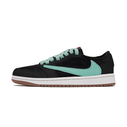 Jordan Баскетбольные кроссовки Travis Scott X Air 1 Vintage, унисекс, низкие, черные/зеленые Тиффани dz4137-700（team肆叁柒-纯黑绿倒钩） | green