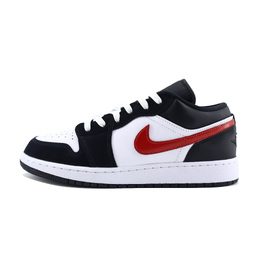 Jordan Баскетбольные кроссовки Air 1 Low Top Vintage унисекс, черные, белые, красные, серебристые hf3148-106（team448-黑红勾） | black white red silver