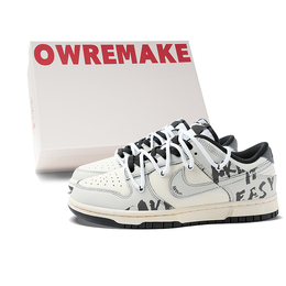 Nike Кроссовки для скейтбординга Dunk Low Top унисекс серо-белые dd1391-100(team拾柒-男女款涂鸦艺术板鞋) | gray white