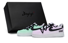 Nike Кроссовки для скейтбординга Air Force 1, унисекс, низкие, черные/белые/фиолетовые/зеленые cw2288-111(team80-双影奇境紫绿s-box) | black white purple green