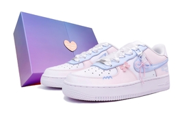 Nike Кроссовки Air Force 1 с низким верхом, нескользящие, женские, розовые dd8959-100(team74-恋恋春颜粉蓝蝴蝶结) | pink