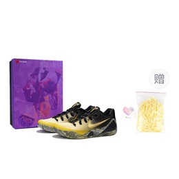 Nike Баскетбольные кроссовки Kobe 9 с низким верхом, устойчивые к истиранию, унисекс, черно-желтые fz7333-002(team柒-科比9黑黄礼盒) | black yellow