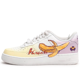 Nike Кроссовки Air Force 1 Low Top для скейтбординга унисекс, желтые, фиолетовые cw2288-111(team130-vambanana) | white