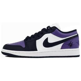 Jordan Баскетбольные кроссовки Air 1 Anti Slip, износостойкие, низкие, винтажные, женские, фиолетово-черные dc0774-101（team243-黑紫星月) | purple black