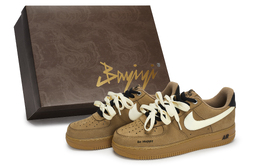 Nike Кроссовки для скейтбординга Air Force 1, унисекс, низкие, черные/белые/пшеничные cj9179-200(team80-男女快乐融融s-box) | black white brown