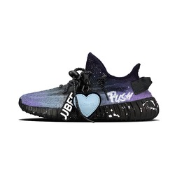 Adidas Кроссовки Yeezy Boost 350 V2 Galaxy Star Dream, легкие, нескользящие, повседневные, унисекс, синие, фиолетовые hq4540（team肆叁柒-银河星梦） | blue purple