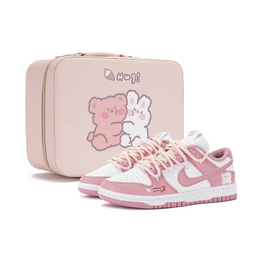 Nike Кроссовки для скейтбординга Dunk Anti Slip, износостойкие, женские, белые, розовые dd1873-112(team578-粉底抱抱熊s-box) | white pink