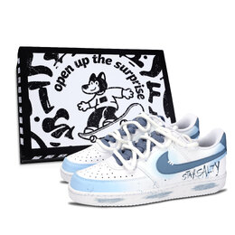 Nike Кроссовки Court Vision 1 Letter Graffiti, износостойкие, низкие, для скейтбординга, унисекс, синие dh2987-101（team883-字母涂鸦男鞋盒） | blue