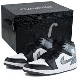 Jordan Баскетбольные кроссовки Air 1 Mid Top Vintage унисекс, черные, белые dq8426-001(team679-银河雾s-box) | black white-gift box 06