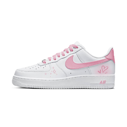 Nike Кроссовки для скейтбординга Air Force 1 с противоскользящим покрытием, износостойкие, женские, белые, розовые dd8959-100（team598-甜心悠扬） | white pink