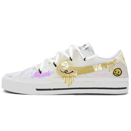 Nike Кроссовки для скейтбординга Court Legacy Low Top унисекс желто-белые dh3162-100（team1094-笑脸涂鸦） | white