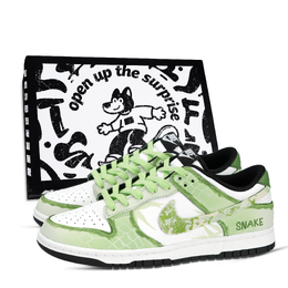Nike Кроссовки для скейтбординга Dunk Spring Mountain Green Snake с противоскользящим покрытием, износостойкие, низкие, унисекс, зеленые, белые dd1391-100（team971-春山青蛇鞋盒） | green white
