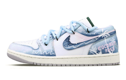 Jordan Баскетбольные кроссовки Air 1 Low Top Vintage унисекс, белые, синие, розовые fq7687-300(team51-椰风鼓浪) | white blue pink