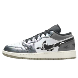 Jordan Баскетбольные кроссовки Air 1 Low Top Vintage унисекс, черные, серебристые 553558-092(team786-引蛇出洞.银) | black silver