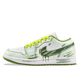 Jordan Баскетбольные кроссовки Air 1 Low Top Vintage унисекс, белые, зеленые hf4823-100（team877-绿影疾风） | white green