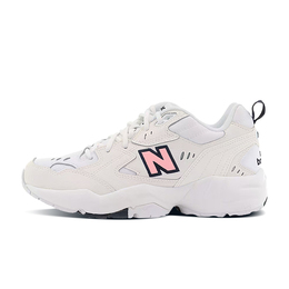 New Balance Кроссовки женские NB 608 с противоскользящей подошвой, износостойкие, белые, розовые wx608wt(b宽)(team703-奶油桃桃) | white pink