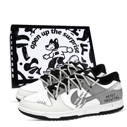 Nike Кроссовки для скейтбординга Dunk Claw Marks, устойчивые к истиранию, серо-белые, унисекс hf5441-100（team-971爪痕鞋盒） | gray white
