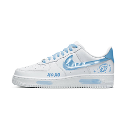Nike Кроссовки Air Force 1 с противоскользящим покрытием, износостойкие, низкие, для скейтбординга, унисекс, синие, белые cw2288-111（team598-笑影幻梦蓝s） | blue white