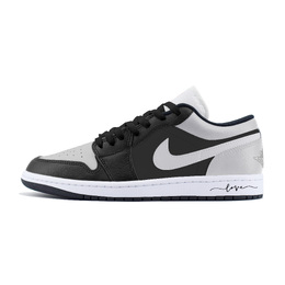 Jordan Баскетбольные кроссовки Air 1 LOW Love2 с износостойким верхом, винтажные, унисекс, черно-серые 553558-165（team1253-love2） | black gray