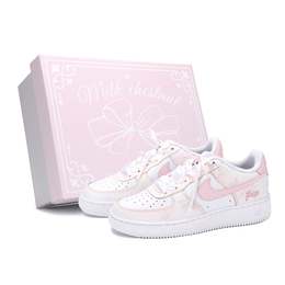 Nike Кроссовки для скейтбординга Air Force 1 Heartbeat Reflection, износостойкие, низкие, женские, розовые dd8959-100（team1225-心动倒影s-box） | pink box