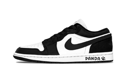 Jordan Баскетбольные кроссовки Air 1 Trendy Cool Bear Cat с низким верхом, износостойкие, винтажные, унисекс, черно-белые 553558-165(team282-潮酷熊猫) | black white